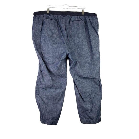 Talbots Pants Crop Womens Plus Size 20WP Blue Cotton Tie Front Canvas - Picture 3 of 9